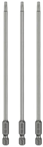 sourcing map Lot de 3 embouts de tournevis à tête Torx T15 - Tige hexagonale de 150 mm de long - Magnétique - Sans trou - Inviolable - 6 points - Tournevis en acier S2 industriel
