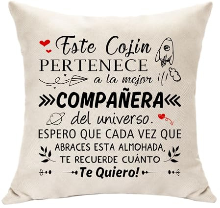 Hasodeo Regalos Compañera Funda de Cojín Regalos para Amigas Regalos Despedida Regalos Empresa Navidad Regalo Trabajo Regalo Cojín Decoración Regalos Colegas Personalizado (Compañera)
