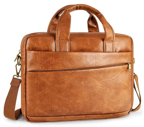 Kunstleder-Kuriertasche für Herren, 39,6 cm (15,6 Zoll), Laptoptasche, Aktentasche, Computer-Handtaschen, Schultertasche, Crossbody-Tasche mit gepolsterter Laptophülle für Arbeit, Uni, Reisen, PU