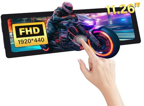 GeeekPi Touch screen capacitivo da 11,26 pollici per Raspberry Pi 5, monitor LCD IPS HDMI 1920X440 per Raspberry Pi 4B/3B+/3B, con fori di montaggio per scheda Pi