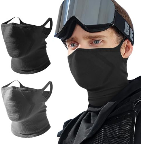 WTACTFUL 2 Pieces Fashion Breathable Neck Gaiter Half Face Mask Balaclava for Men Windproof for Ski Cycling Running Hiking Work Black Gray