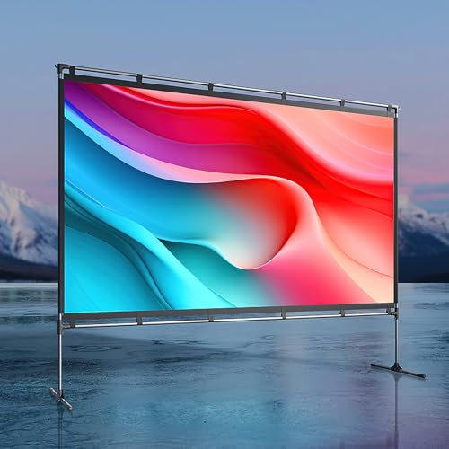 JMGO 100 inch Projector Screen, 4K/3D/HDR Support, Anti-Wrinkle, High Contrast, Front & Rear Projection, Easy Setup for Home Theater, Outdoor Movies, Office & Gaming