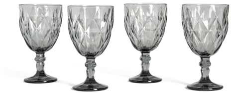 HOMLA LUNO Weingläser Set, 4 Stück, 340ml, Graphit, elegantes getöntes Glas, spülmaschinenfest