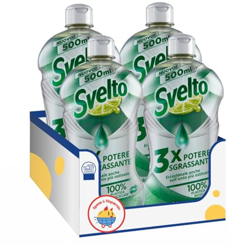 Detersivo piatti concentrato al limone – Pulizia efficace e profumo fresco kit con Spugna Brandizzata SPESA & RISPARMIO Inclusa – Variazioni 4/8/12 Pezzi – 500 ml (4)
