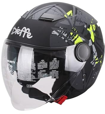 CASCO JET DIEFFE DF88 DOPPIA LENTE NERO GIALLO FLU OPACO TAGLIA S