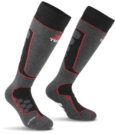 X Tech Sport Design Raptor Calza Tecnica in Lana Merino, Spessore Medio, Cuscinetti Protettivi, Escursioni Outdoor e Sci (IT, Numero, 35, 38, Plus, Regular, Nero)