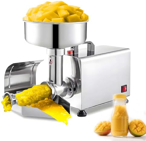 Colateur Électrique Pour Tomates & Baies, Pressoir en Acier Inoxydable Commercial 450W, Machine à Moudre avec Moteur en Cuivre Puro (50-160 Kg/H), Pour Salsa, Fruits, Facile à Installer