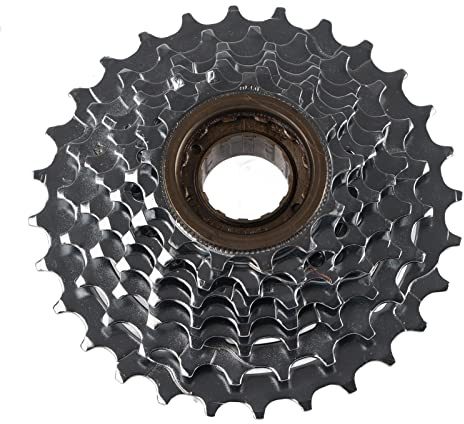 ERYUE Mountain Bike Steel Threaded Flywheel 7 Speed Freewheel for Smooth Shifting and Low Noise Operation, for Electric Bike and Mountain Enthusiasts, Silver