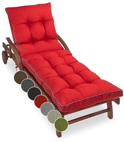 sunnypillow Liegenauflage 200 x 60 - Auflage für Gartenliege extra dick 13cm - Outdoor, wasserdicht, UV Lichtecht - Polster für Sonnenliege - Polsterauflagen für Liegestuhl - Kissen Rot