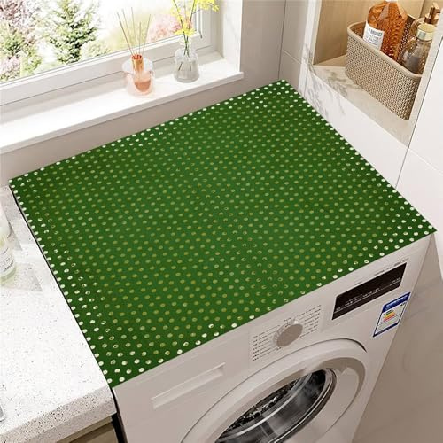 Hearda Housse Machine a Laver Motif à Pois, Dessus Tapis Lave Linge Antidérapant, Housse de Protection pour Machine à Laver Top, Tapis de Protection pour Dessus Sèche-Linge (Vert,30x40cm)