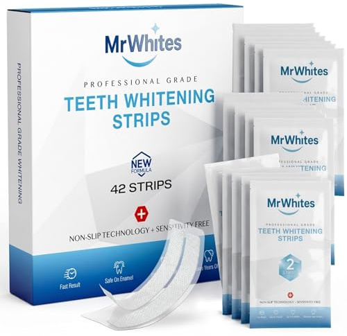 MrWhites Teeth Whitening Strips Professional Strength – 21 Treatments (42 Strips) Enamel Safe Teeth Whitening Kit for Sensitive Teeth