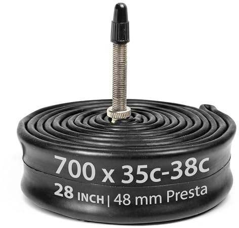 Fincci Fahrradschlauch 28 Zoll - Schlauch 700x35c 700x38c (35/40-622) mit 48mm Presta Ventil SV - Stabiler Rennrad & Hybrid Schlauch Set - Pannensicherer Ersatzschlauch Schwarz