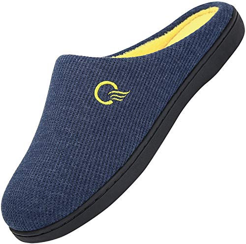 Mishansha Pantofole da casa per Uomo Bicolore in Memory Foam Inverno Peluche Scarpe Morbido Confortevole e AntiscivoloUomo Blue 42/43 EU