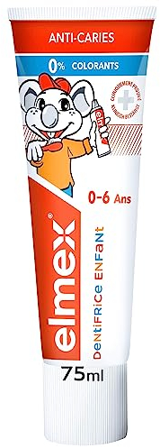 Dentifricio Elmex Bambino - Anticarie - 0% coloranti - Protegge dalla carie - Dentifricio bambino con tecnologia di rafforzamento dei denti - Dentifricio bambino 0-6 anni, 75 ml