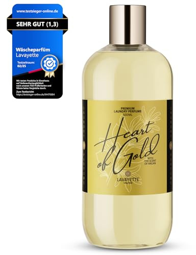 Lavayette Premium-Wäscheparfüm - Heart Of Gold/Argan - Duft für Kleidung, Bettwäsche, Leinen - Geruchsentferner, Wäscheduft - Geeignet für Handwäsche & Waschmaschine - 500 ml