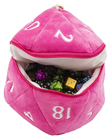 Ultra PRO Bolsa de Dados D20 Peluche Hot Pink – Mediana con Cremallera