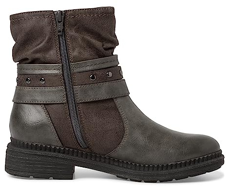 Jana bottines femme sans talon simili cuir avec boucle largeur H large, Graphite, 37 EU