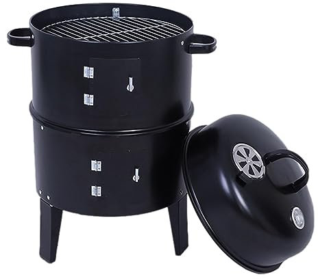 Ahumador de carbón, barbacoa vertical de carbón, ahumador para barbacoa con parrilla de carbón vertical para barbacoa, camping, ahumador para barbacoa de carbón