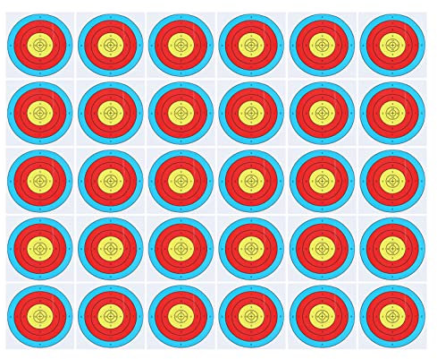 30 Piezas De Papel De Destino Recubierto Engrosado, Papel De Tiro con Arco De Papel Recubierto Engrosado, Papel De Destino De Medio Anillo De 40x40 Cm para Uso Competitivo con Arco Recurvo