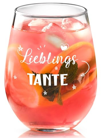 Joymaking Weinglas Personalisiert - Lieblingstante, Tante Weinglas, Geschenk für Tante zum Geburtstag, Muttertag, 17oz
