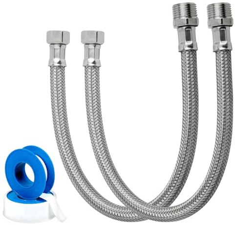 Parpyon® Flexibler Wasserhahn M1/2-F3/8 Verlängerung Schlauch Gewinde Siphon Waschbecken Bad Siphon Waschbecken Küche Ablaufschlauch Waschbecken Geruchshemmend + Band und Dichtung (Flexibel M 1/2 F