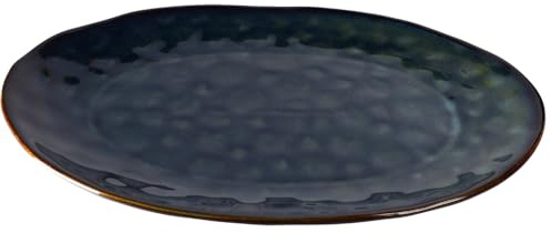 Kadum Lot de 4 assiettes en céramique, assiettes plates, assiettes à pâtes, assiettes à petit-déjeuner, bols méditerranéens, bleu, vert et doré (4 assiettes plates Ø 31 cm)