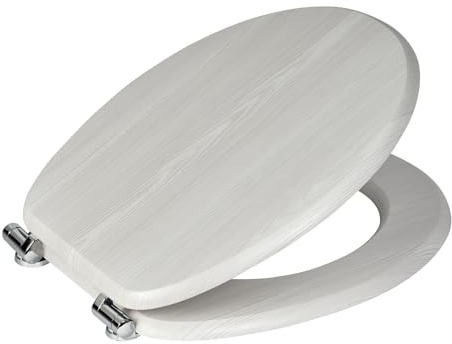 Showerdrape Norfolk Soft Close White Oak Wooden Toilet Seat – Premium MDF WC Seat with Soft Close Hinges, Walnut Wood Effect Bathroom Toilet Lid, Easy Clean & Universal Fit