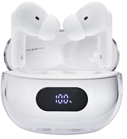 Intenso Buds Plus - TWS True Wireless Kopfhörer T312AE mit Active Noise Cancelling, ENC, Bluetooth und bis zu 25 Std. Musikwiedergabe, Weiß