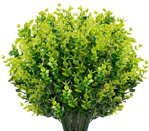 AIOR 6 Piezas Flores Artificiales Flor Falsas en Interiores y Exteriores, Arbustos Verdes Resistentes a Los Rayos UV Plantas para Colgar, para Casa Jardín Ventana Boda Decoración (Verde)