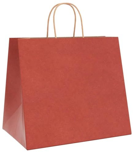 vidaXL Papiertragetaschen 250 Stk., Papiertüten mit Henkeln, Kraftpapiertüten, Geschenktüten für Einkaufen Hochzeiten Verpackungen Partys Geburtstag Weihnachten, Rot 32x22x28cm