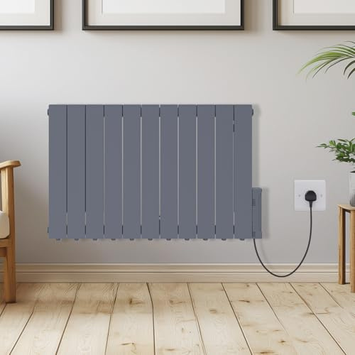 Warmehaus 2000W Wall Mounted Electric Oil Filled Radiators Heater Grey | Smart WIFI Electric Radiator, Portable oil radiator, Slimline Radiator, Oil Filled Radiator With Timer Thermostat, Bedroom