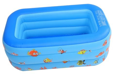 TOBBOMEY Piscina Inflable Infantil para Bebés y Niños 130 Cm Azul De PVC Fondo Burbujas, Recreativa y Refrescante para Juego En Patio y Jardín, Adecuado Verano, Piscina Pequeña Segura De 3 Capas