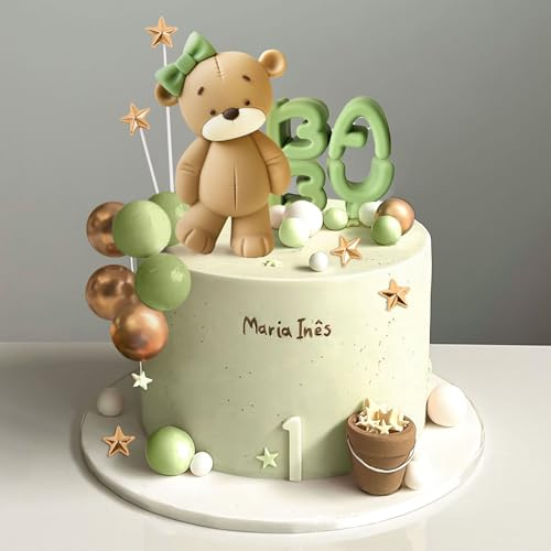 Sage Green Baby Dusche Kuchen Dekoration Teddybär Kuchen Topper Geschlecht | Sage Green Baby Dusche Kuchen Dekoration Teddybär Kuchen Topper Geschlecht Enthüllen Kuchen Dekoration Bär Baby Dusche Party