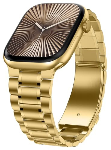 Dolstrap Stainless Steel Straps Compatible with Apple Watch Strap 42(Series 11/10)/41/40/38mm, Men/Women Metal Replacement Band Compatible for iWatch SE3-1 Series 11 10 9 8 7 6 5 4 3-1, Gold