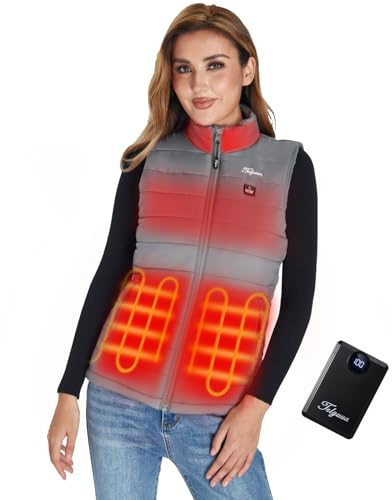 Telguua Heated Gilet for Women, Heated Vest Heating Jacket with 3 Adjustable Temperature, Electric Outerwear Vests with 12000mAh Battery Pack for Outdoor Camping Riding Hiking Activities