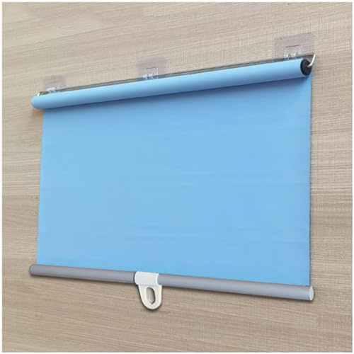 Blackout Roller Shades Window Sun Protection Blinds No Drill Pleated Shades Thermo Blackout Curtains for Roof Windows Adjustable Side Pull Shades Blue 140x150cm/55 * 59in