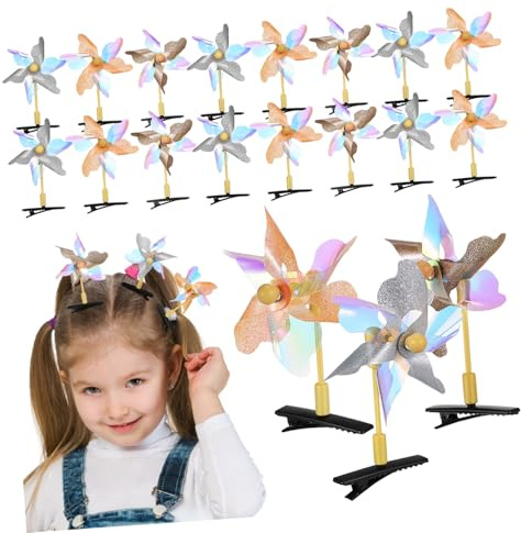 WOFASHPURET 20stücke Haarspange mit Windmühlenmotiv Haarnadeln mit Windradmotiv Pailletten-haarspangen Party-haarschmuck Haarclips für Frauen und Mädchen Haarschmuck aus Kunststoff und Metall