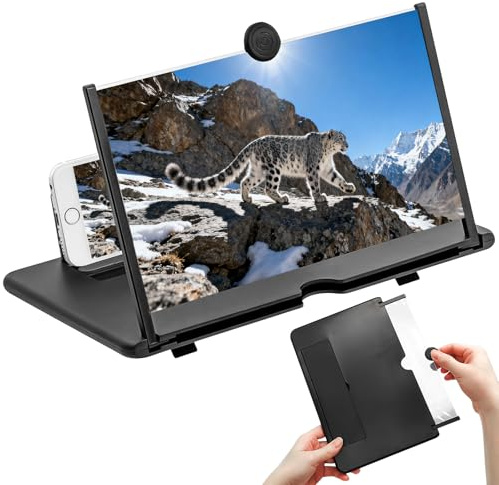 16 Zoll Bildschirmlupe für Handy, Faltbare 3D HD Vergrößerungslinse für Kino Erlebnis, Ultraflach & Perfekt für Reisen, Kompatibel mit Allen Smartphones