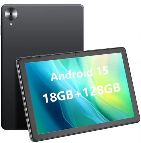 Keoaxll Tablet 10.1Inch Android 15 OS GMS Certified, 18GB(6+12) RAM 128GB ROM 1TB Expand, Android Tablet 1280 * 800 HD, 5G WiFi, BT5, 5MP+2MP Dual Camera, 6000mAh Battery