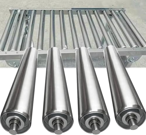 Industrierollen aus Edelstahl mit Kugellagern, 4 Stück, 50 mm Durchmesser, 300 mm Länge, Getrieberollen für Fabriken, robuste Ersatzteile