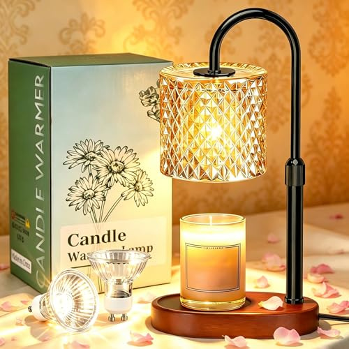 Candle Warmer Lamp with Timer, Candle Warmer Height Adjustable Dimmable | Candle Lamp, House Warming Gifts, Height Adjustable Flameless Wax Melt Lamp with 2 Bulbs, Gifts for Women, House Decor