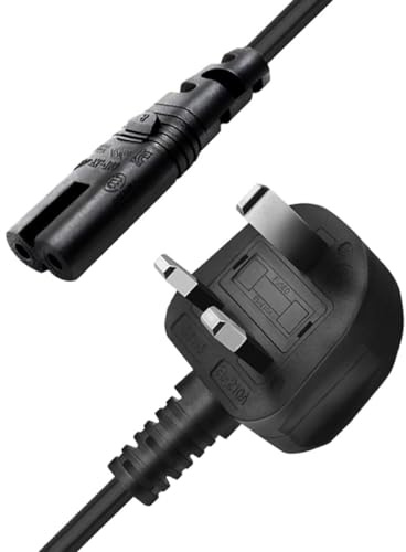 3M Figure 8 Power Cord 2 Pin Power Cord, Compatible with Samsung LG Sony Toshiba Panasonic TV, PS5 PS4 PS3 Xbox Series S X, Canon HP Brother Printer, Sky Box, Soundbar, Laptop Charger - UK 3 Pin Plug
