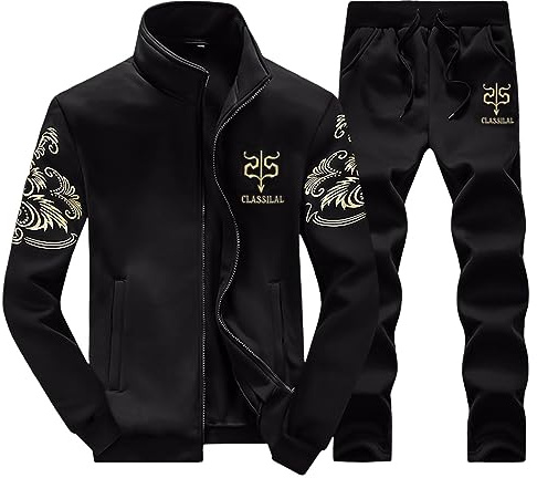 Generisch 2026 Tuta sportiva casual da uomo con motivo mimetico, pantaloni in maglia taglie forti, set da 2 pezzi, Nero , 4XL