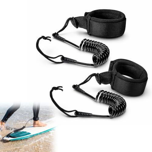 Lifegogo Surf Leash 5mm für SUP: Surfboard Leash 10 ft elastische Sicherheitsleine mit Fußschlaufe für Stand up Paddle Zubehör aus TPU für Wellen Meer Erwachsene Sommer