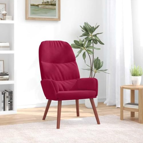SooIarix Relaxfåtölj, vinröd sammet, stoppstol med träfötter, loungefåtölj, sovrum, mysig öronfåtölj för vardagsrum, 70 x 77 x 98 cm