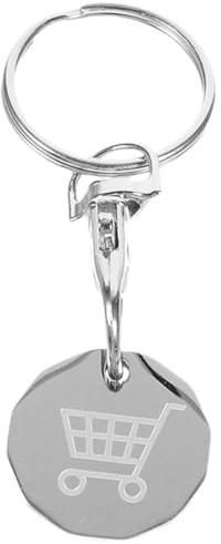 ARTIBETTER Shopping Cart Token Keychain Silver Shopping Trolley Coin Key Holder Mini Shop Cart Pendant for Supermarket Trips Portable Accessories