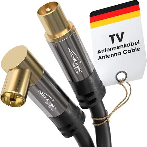 KabelDirekt – 4K Antennenkabel, Koaxialkabel, TV Kabel 90° gewinkelt/gerade – 7,5m – In Deutschland entwickelt (Winkel-Buchse/gerader Stecker, Fernsehkabel, digital/analog, DVB-C/DVB-T/DVB-S, schwarz)