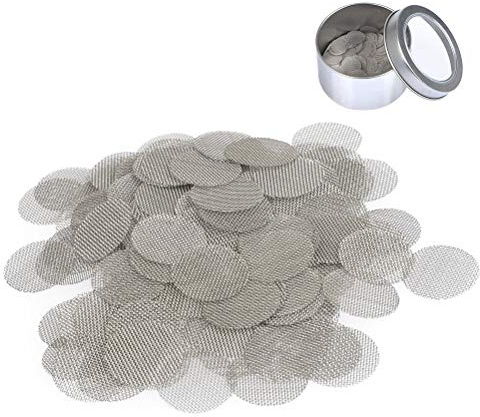 TIMESETL 150Stück Einlegesiebe 15mm Pfeifensiebe Stahlsiebe 5/8 Zoll Edelstahl Rauchfilter Screen Rohr Filterung mit Aufbewahrungsbox