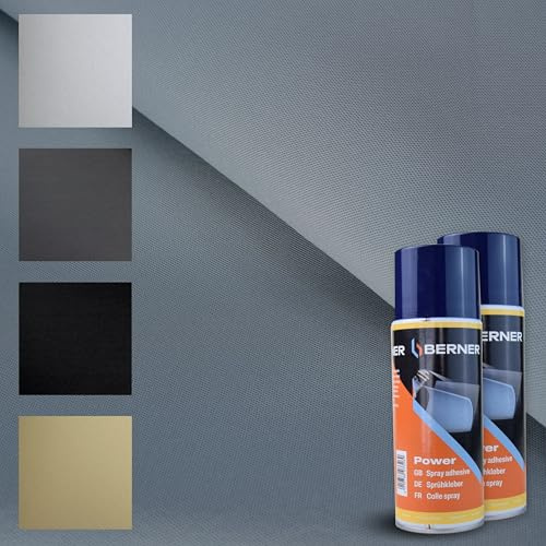 TENDAGGIMANIA Ciel de Toit Voiture Nid d'abeille Kit Tissu + Colle Spray, Ciel Toit Auto Couleur Gris 1410 -Taille 2,5 MT X 1,5 MT + 2 Colle