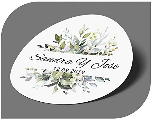 CrisPhy Personalisierte Papieraufkleber für Hochzeit, mit Namen und Datum, Aufkleber für Einladungen, Hochzeit, Taufe, Verlobung, Geburtstag, Party, Weihnachten, Vintage, Stempel